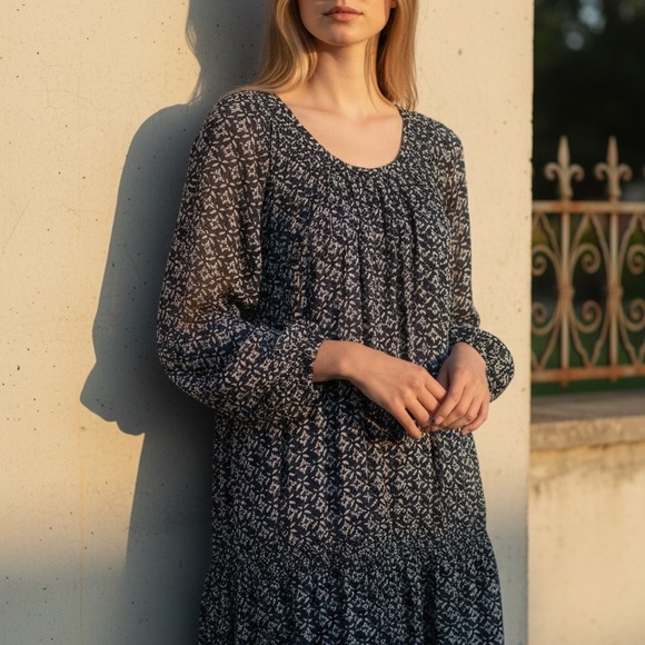 Ralph Lauren Dark Blue Floral Tiered Maxi Dress - Picture 2 of 3